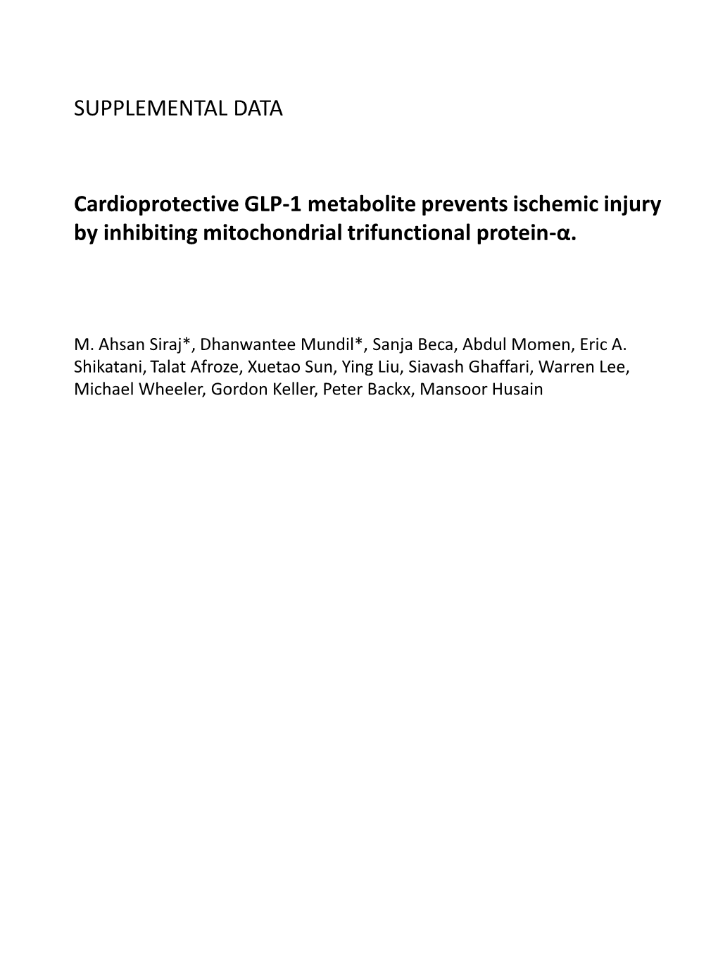 SUPPLEMENTAL DATA Cardioprotective GLP-1