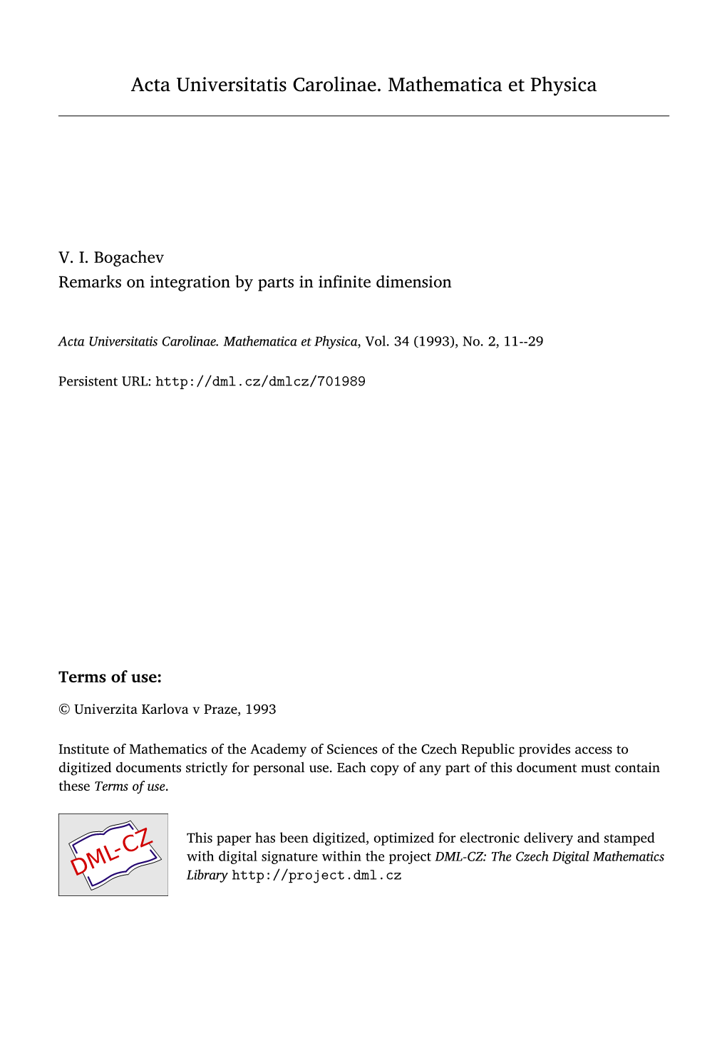 Remarks on Integration by Parts in Infinite Dimension