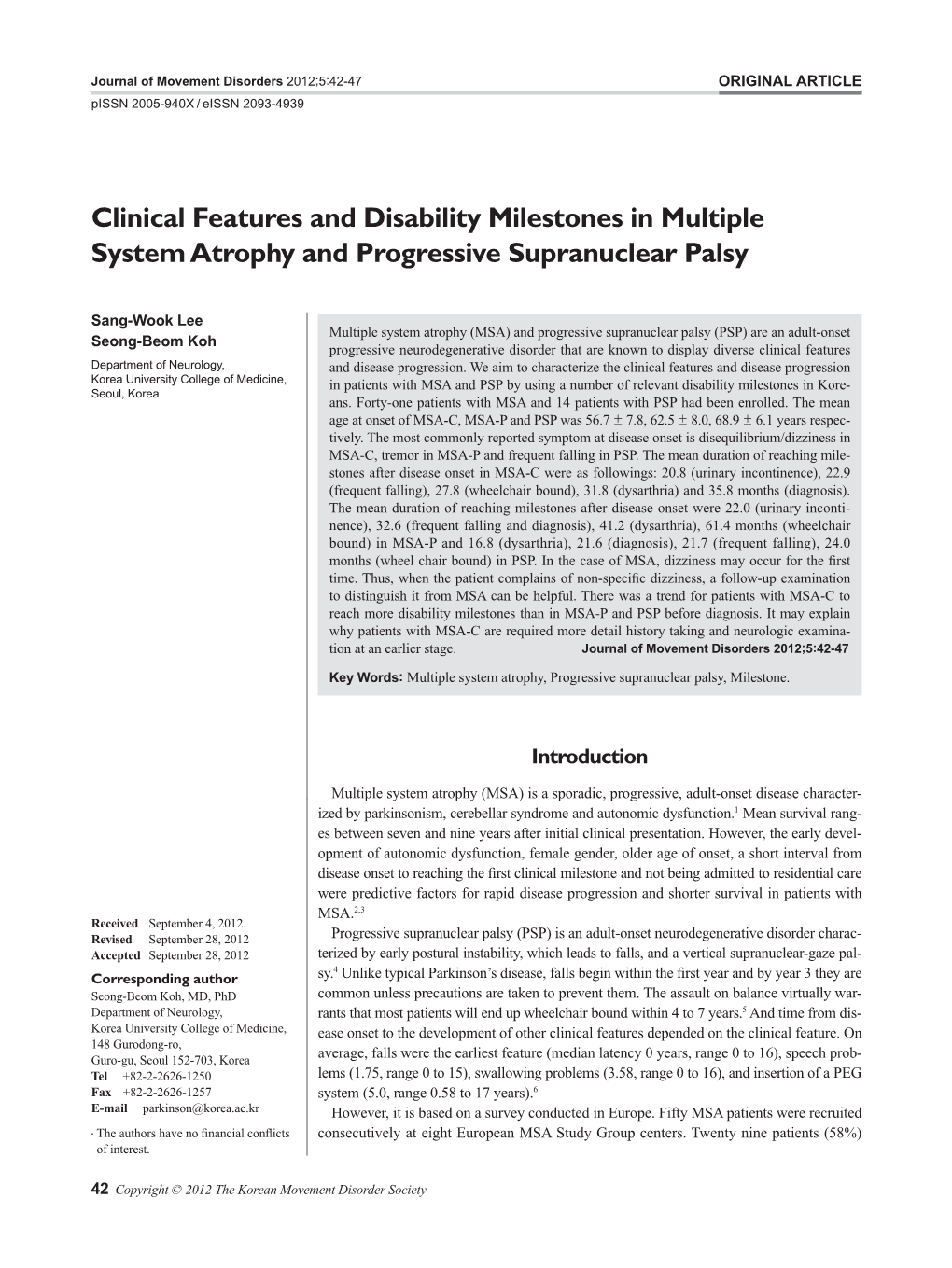 Clinical Features and Disability Milestones in Multiple System Atrophy and Progressive Supranuclear Palsy