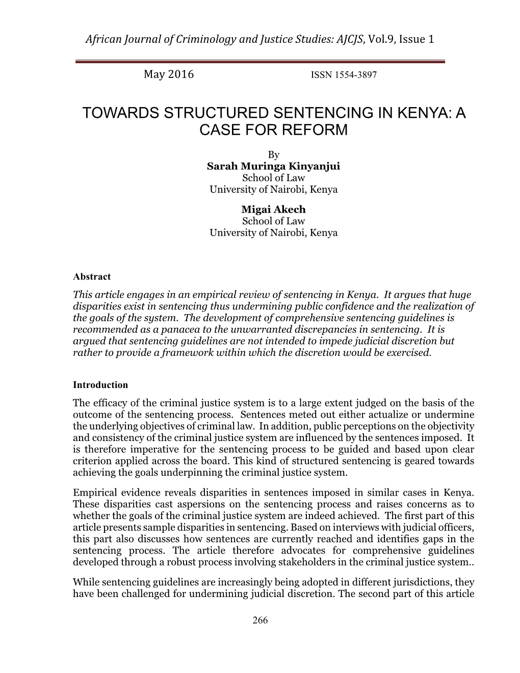 Towards Structured Sentencing in Kenya: a Case for Reform
