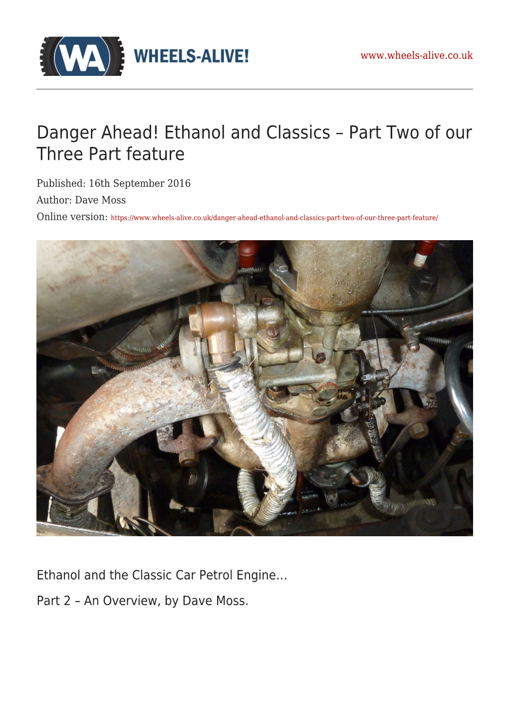 Ethanol and Classics – Part Two of Our Three Part Feature
