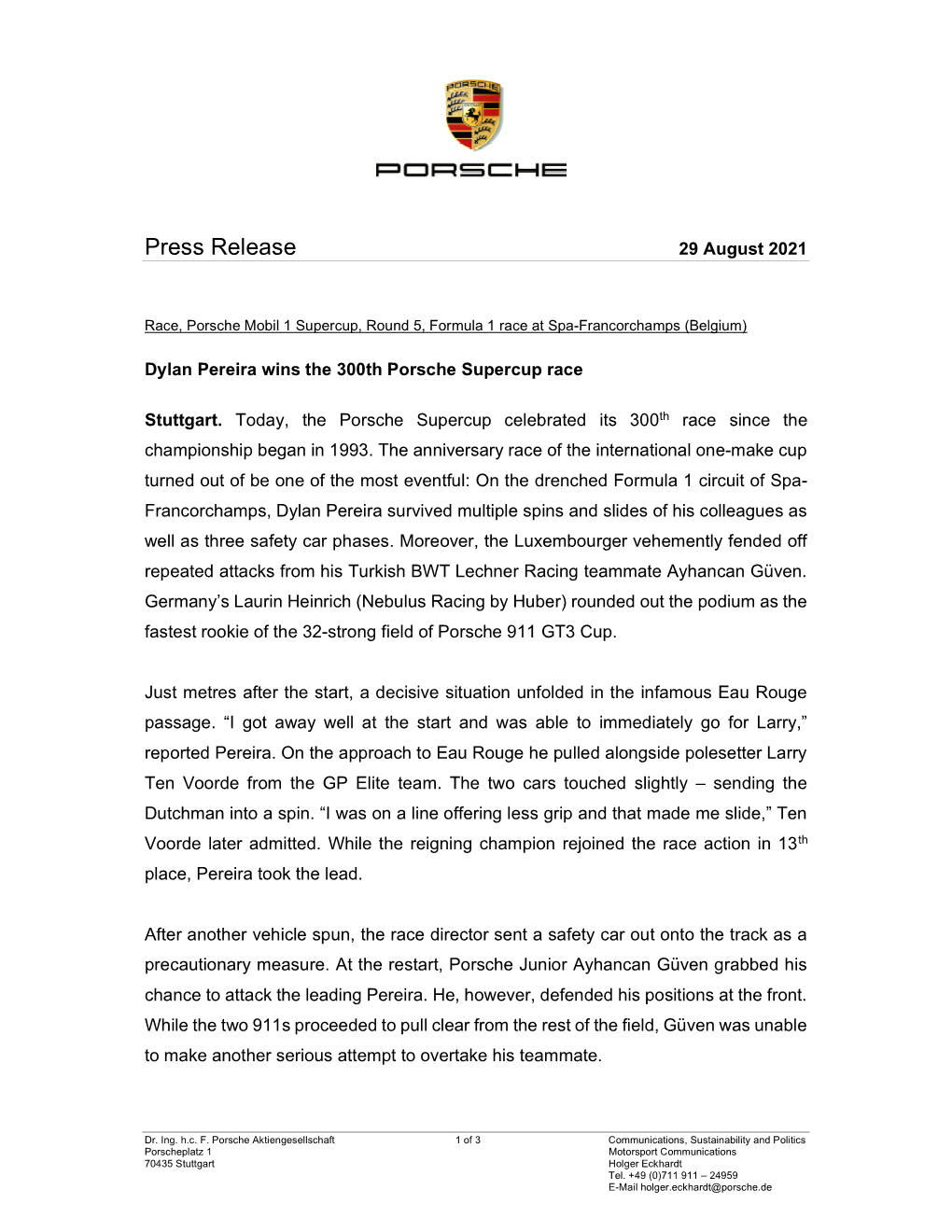 Press Release 29 August 2021