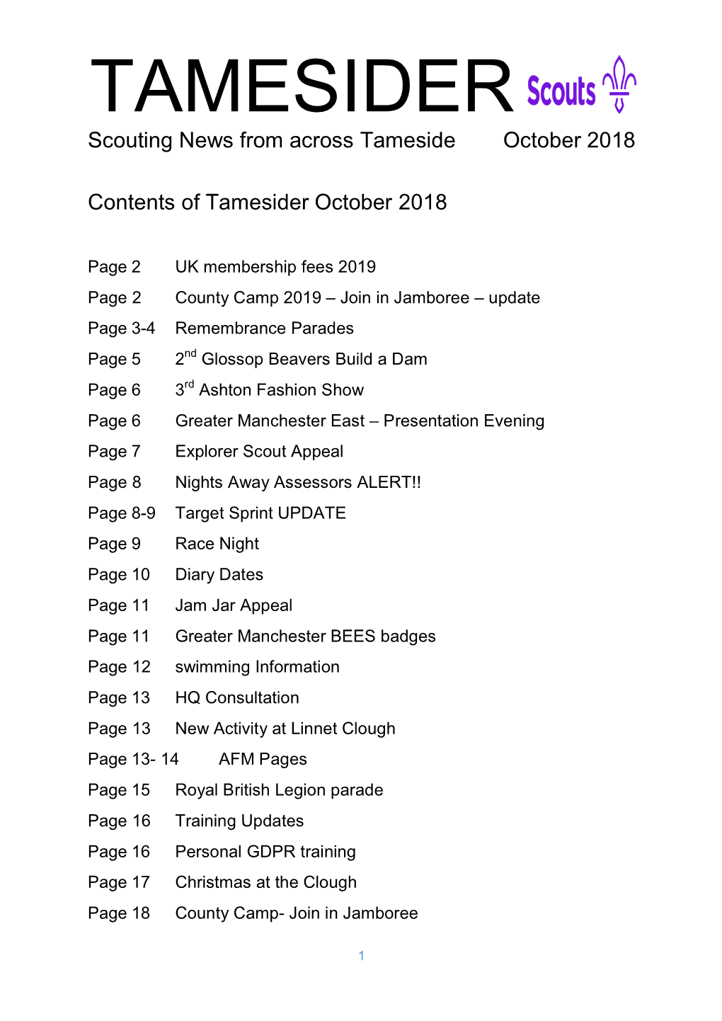 TAMESIDER Scouting News from Across Tameside October 2018