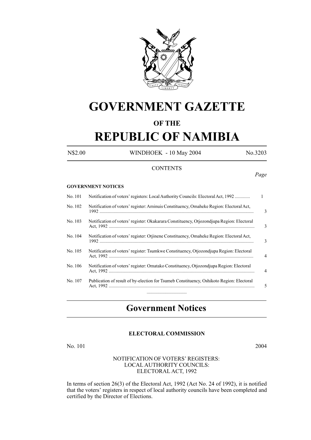 Government Gazette Republic of Namibia