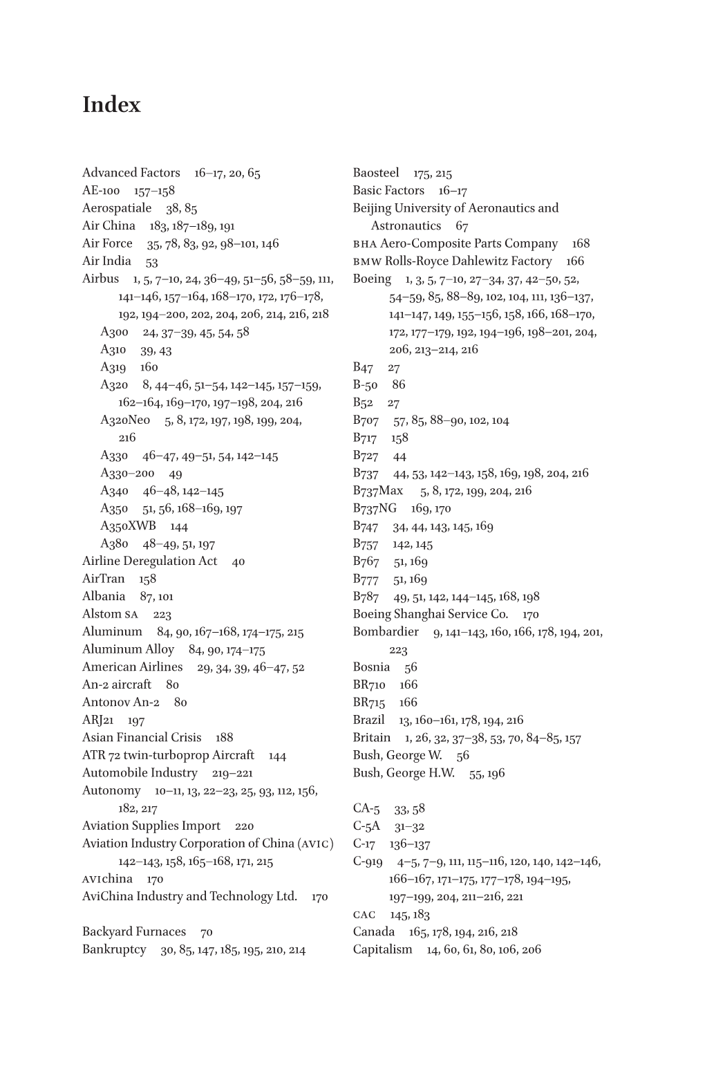 Advanced Factors 16–17, 20, 65 AE-100 157–158 Aerospatiale 38, 85 Air China 183, 187–189, 191 Air Force 35, 78