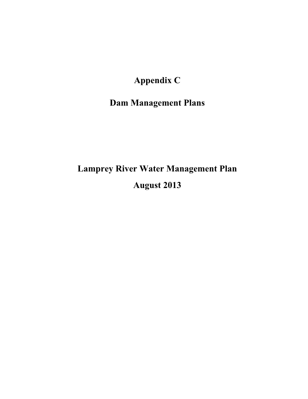 Lamprey River Water Management Plan Appendix C: Dam