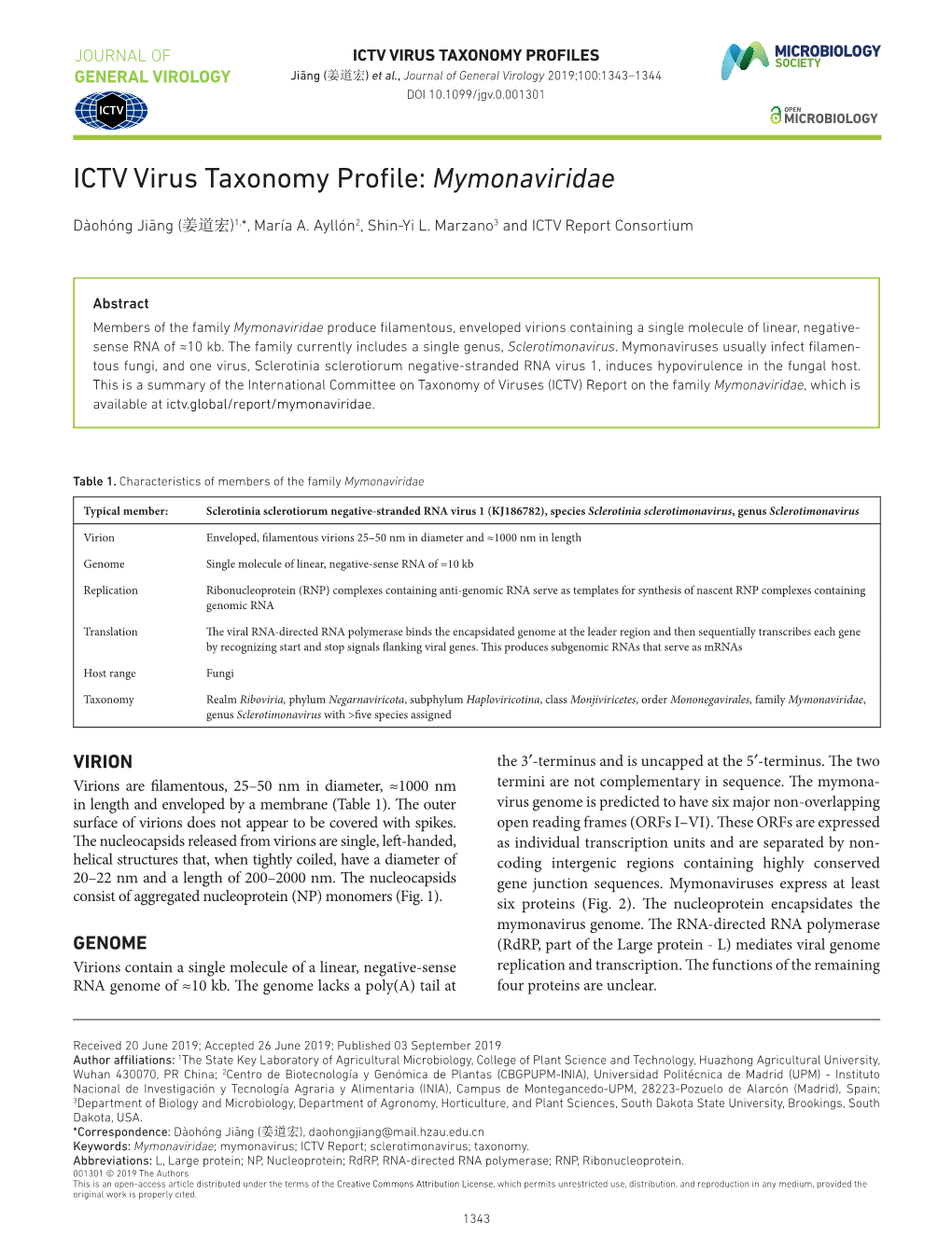ICTV Virus Taxonomy Profile: Mymonaviridae