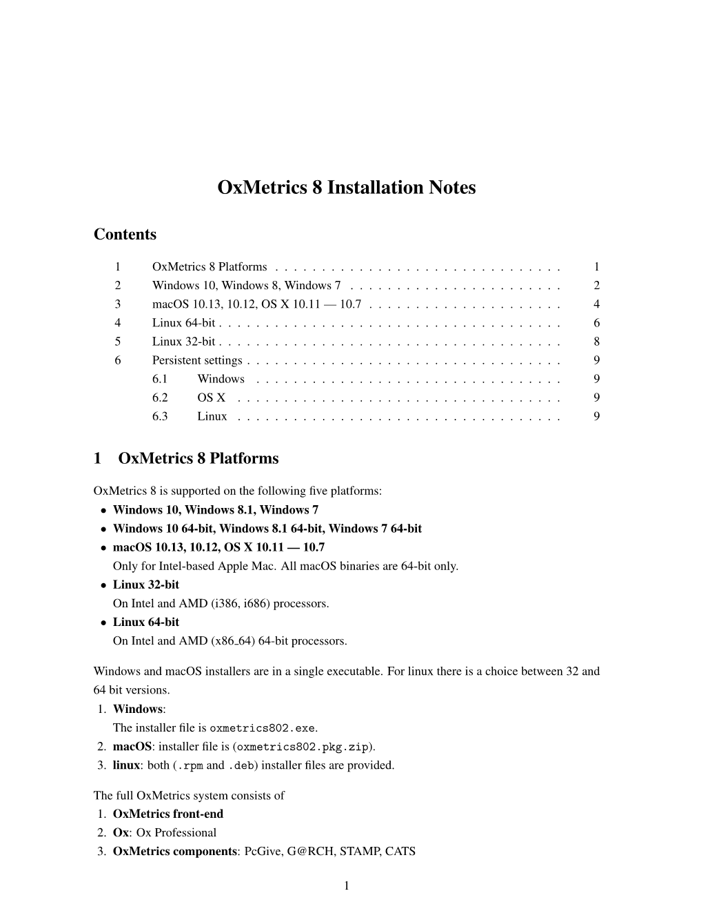 Oxmetrics 8 Installation Notes