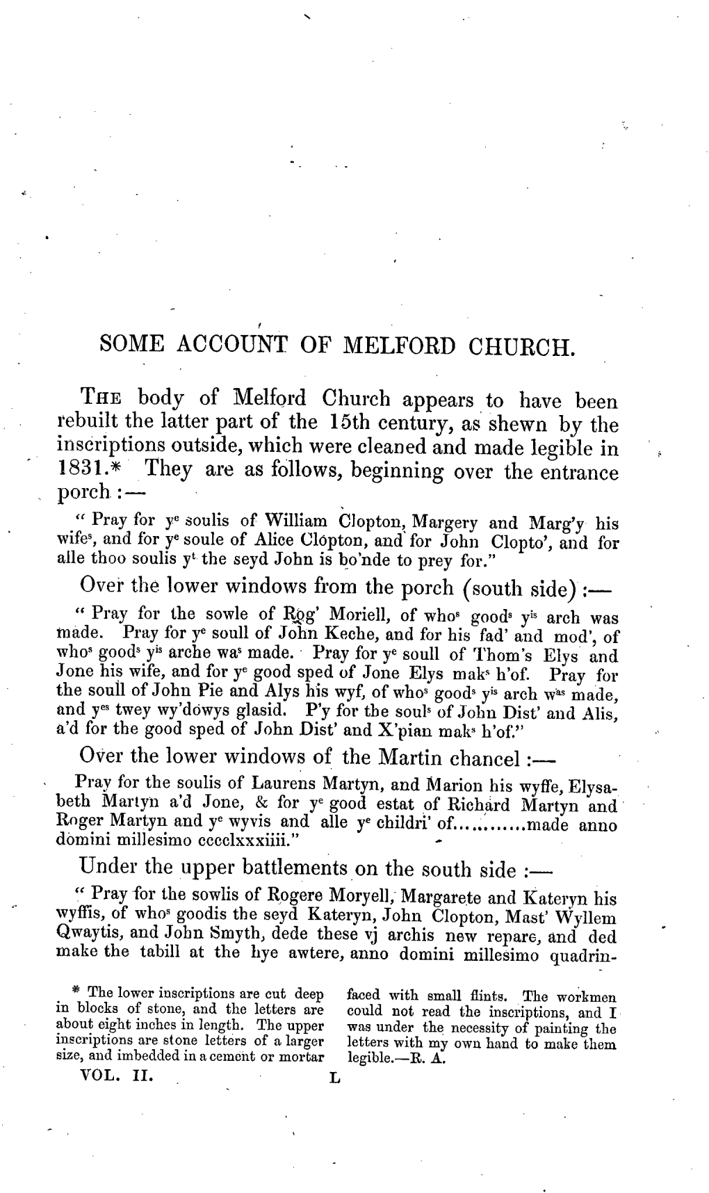 Some Account of Melford Church