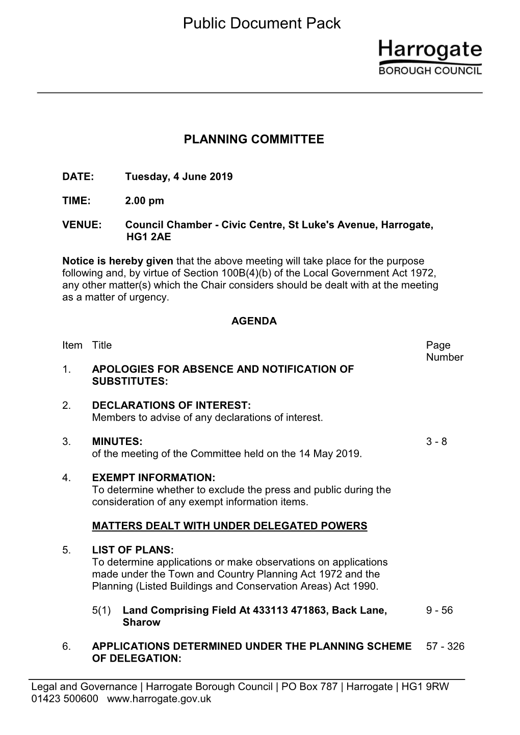 (Public Pack)Agenda Document for Planning Committee, 04/06/2019