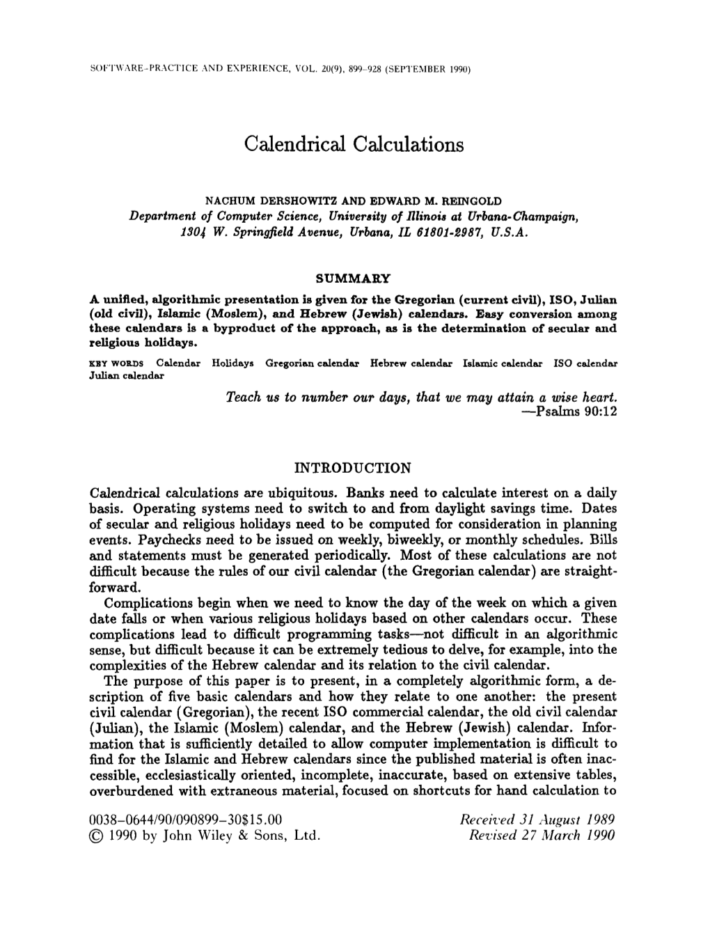 Calendrical Calculations