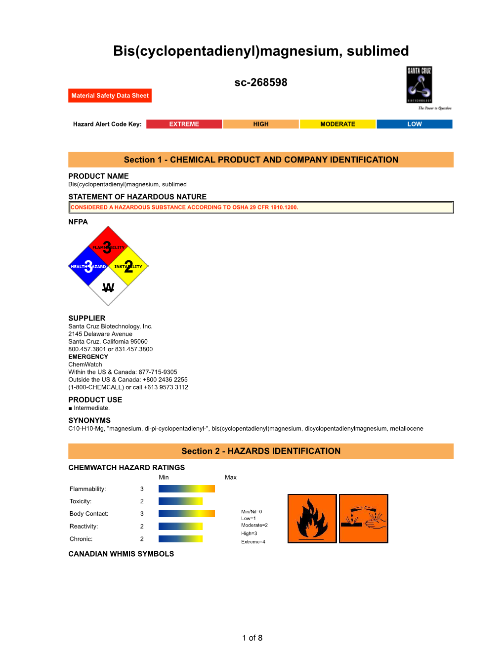 Bis(Cyclopentadienyl)Magnesium, Sublimed