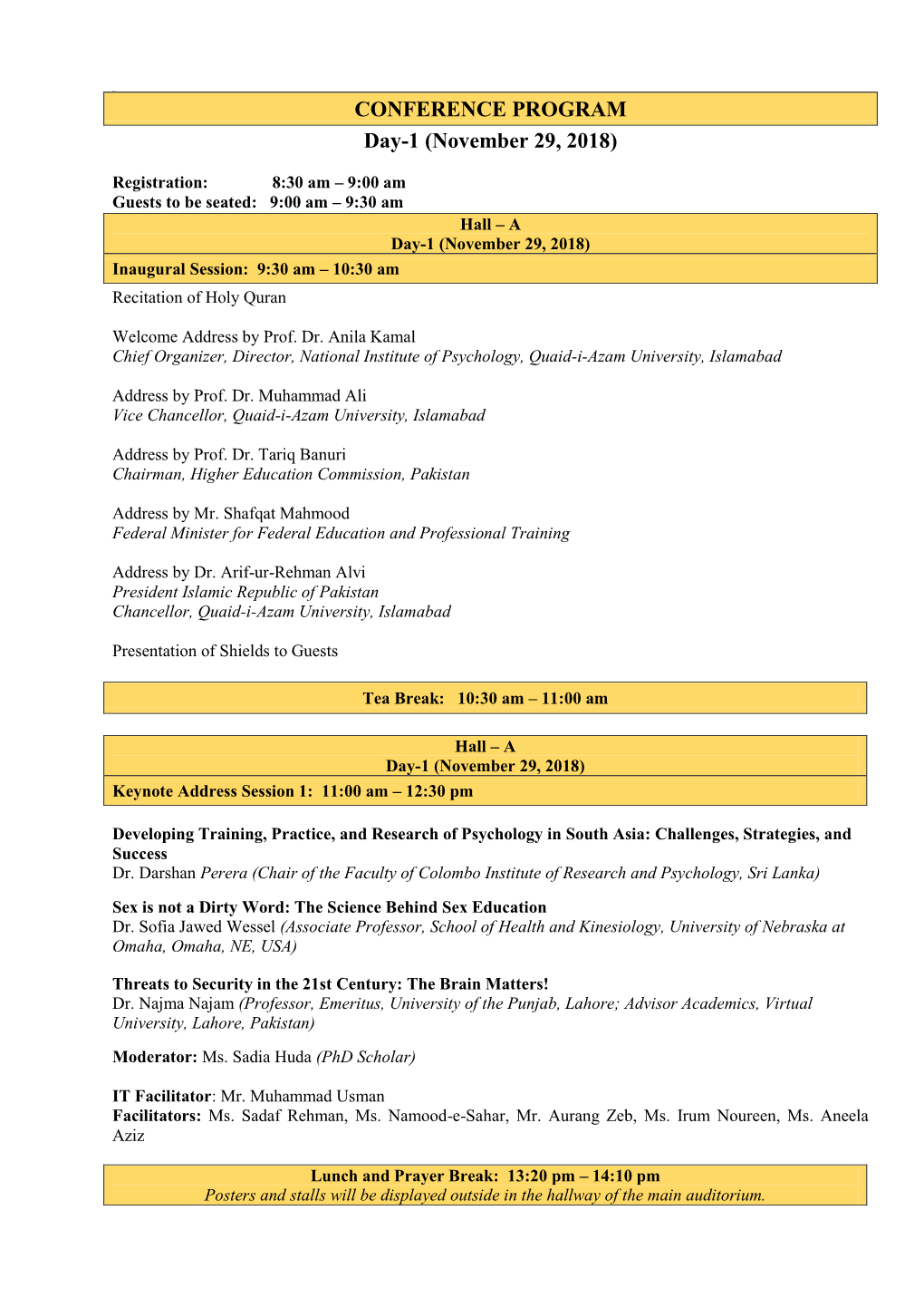 CONFERENCE PROGRAM Day-1
