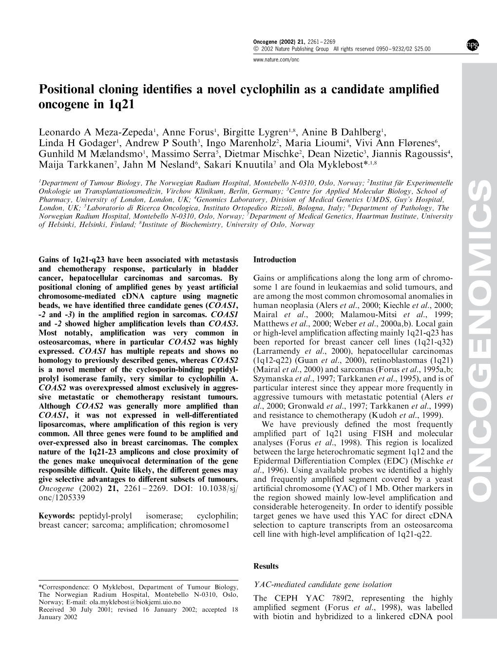 Oncogenomics