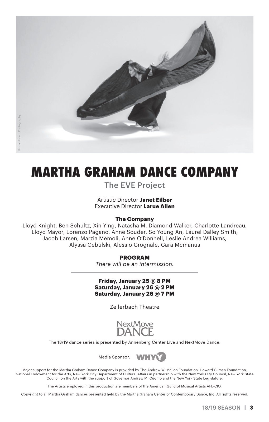 MARTHA GRAHAM DANCE COMPANY the EVE Project