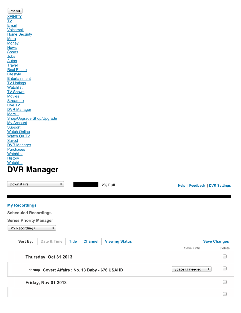 DVR Manager | Watch TV Anywhere | Schedule