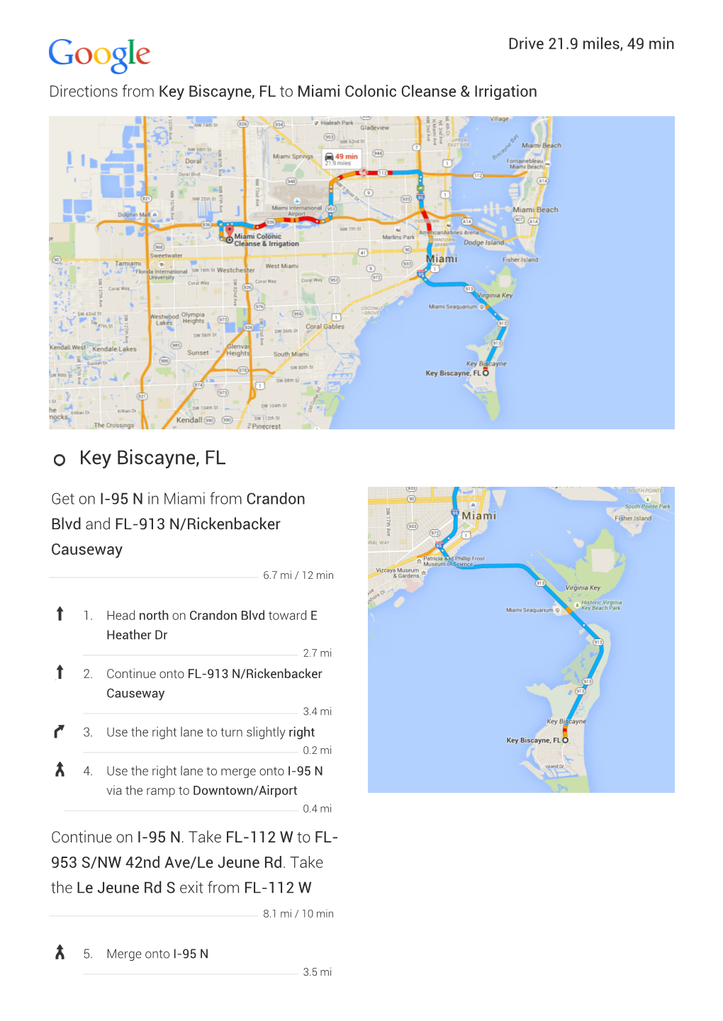 Key Biscayne, FL to Miami Colonic Cleanse & Irrigation