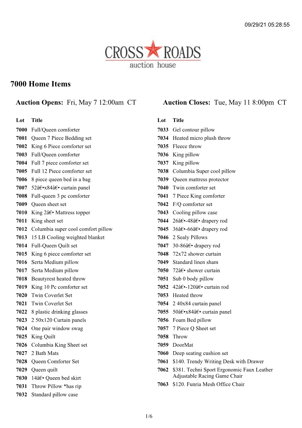 7000 Home Items
