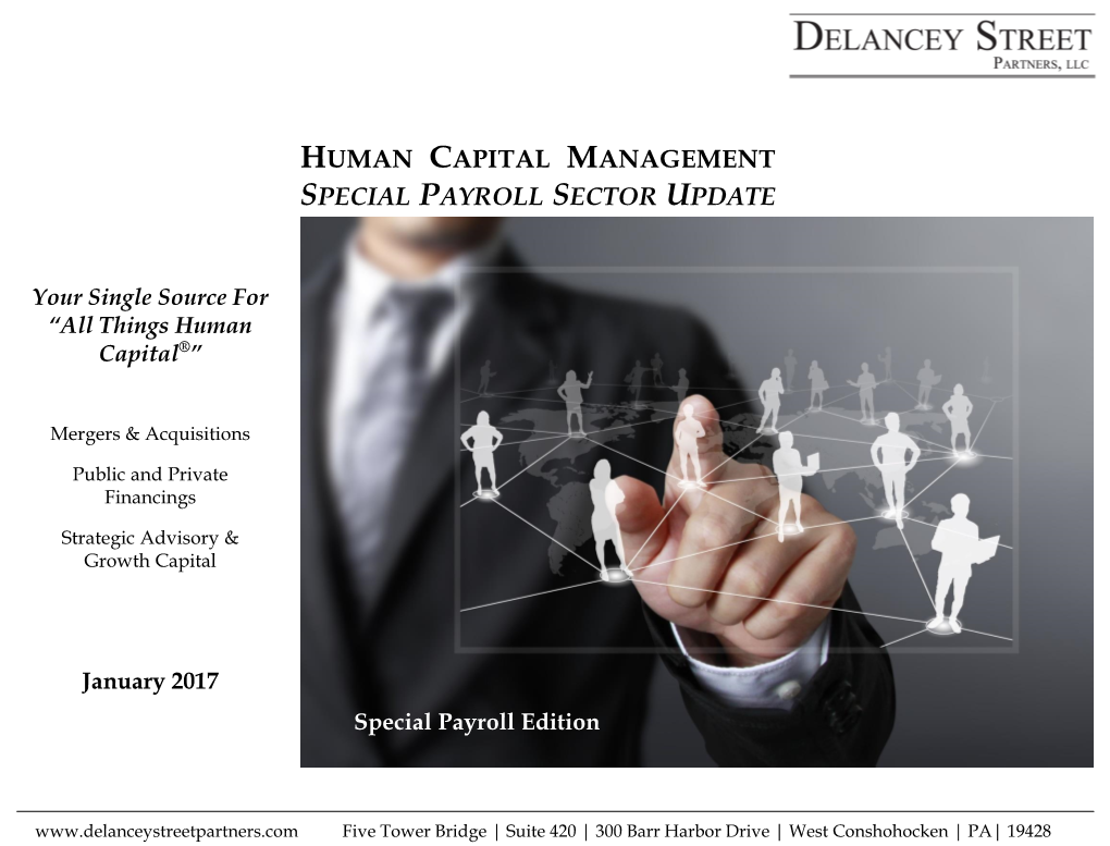 Human Capital Management Special Payroll Sector Update