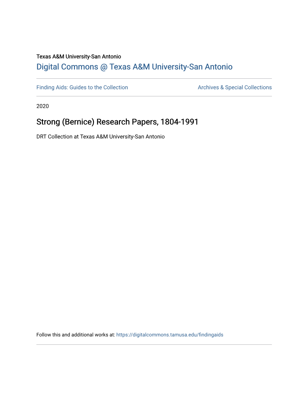 Research Papers, 1804-1991