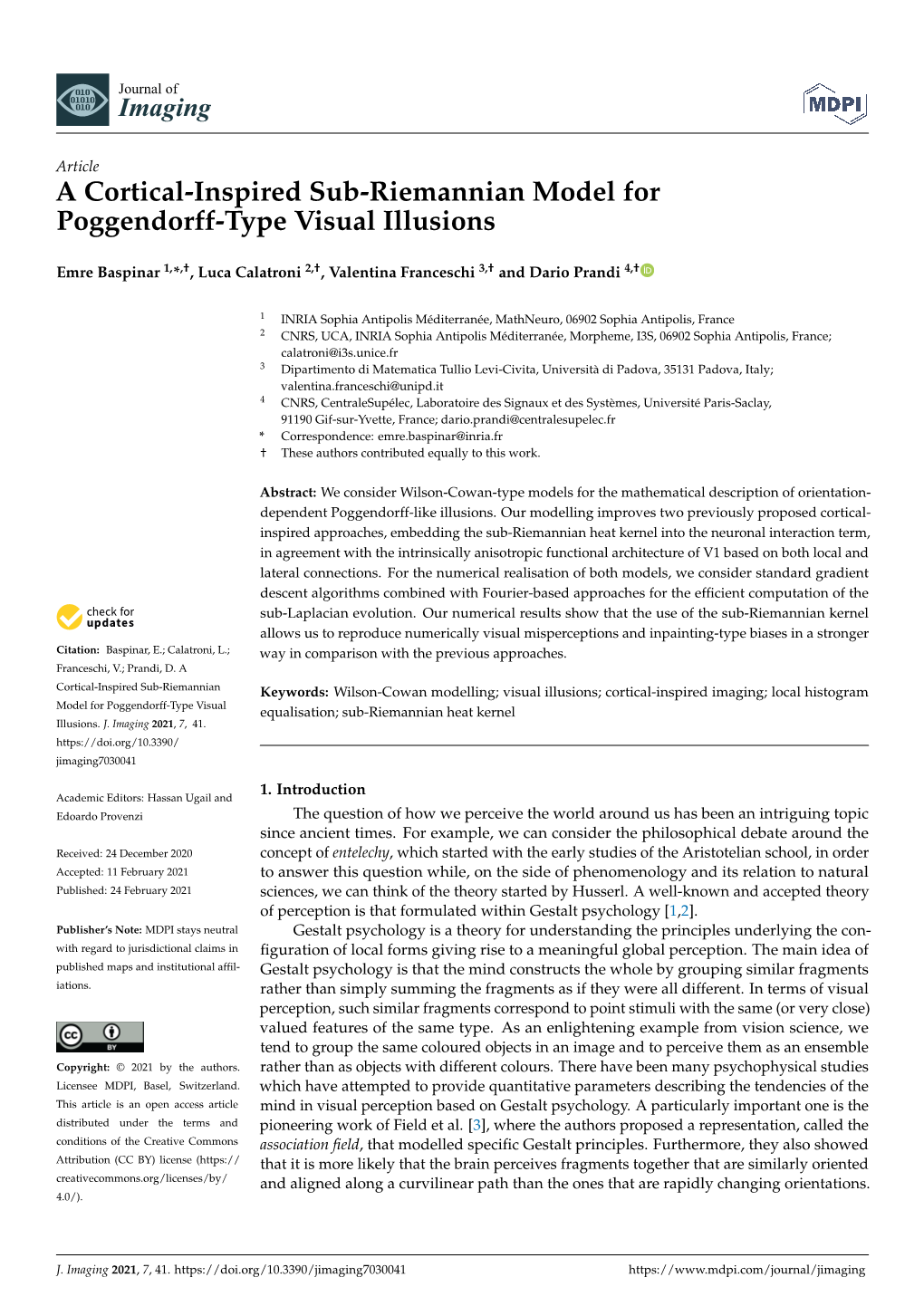 A Cortical-Inspired Sub-Riemannian Model for Poggendorff-Type Visual Illusions