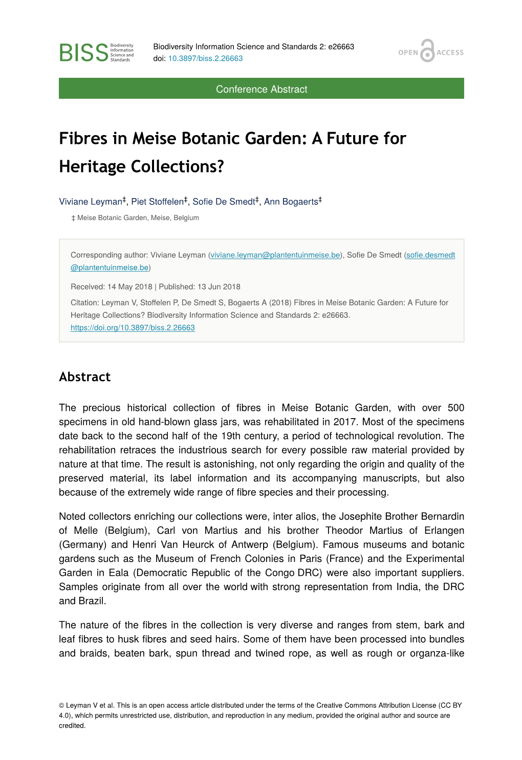 Fibres in Meise Botanic Garden: a Future for Heritage Collections?