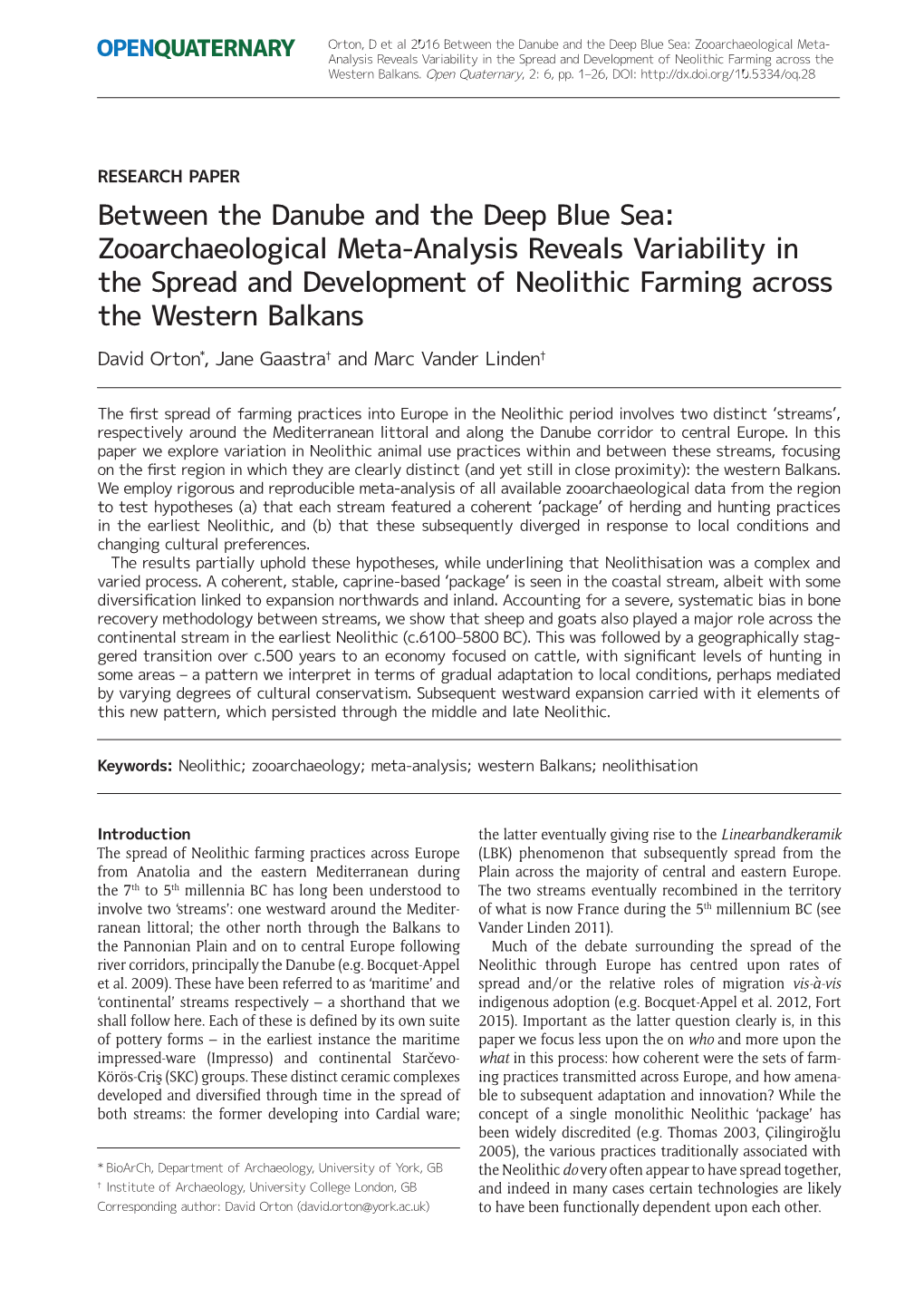 Between the Danube and the Deep Blue Sea: Zooarchaeological Meta