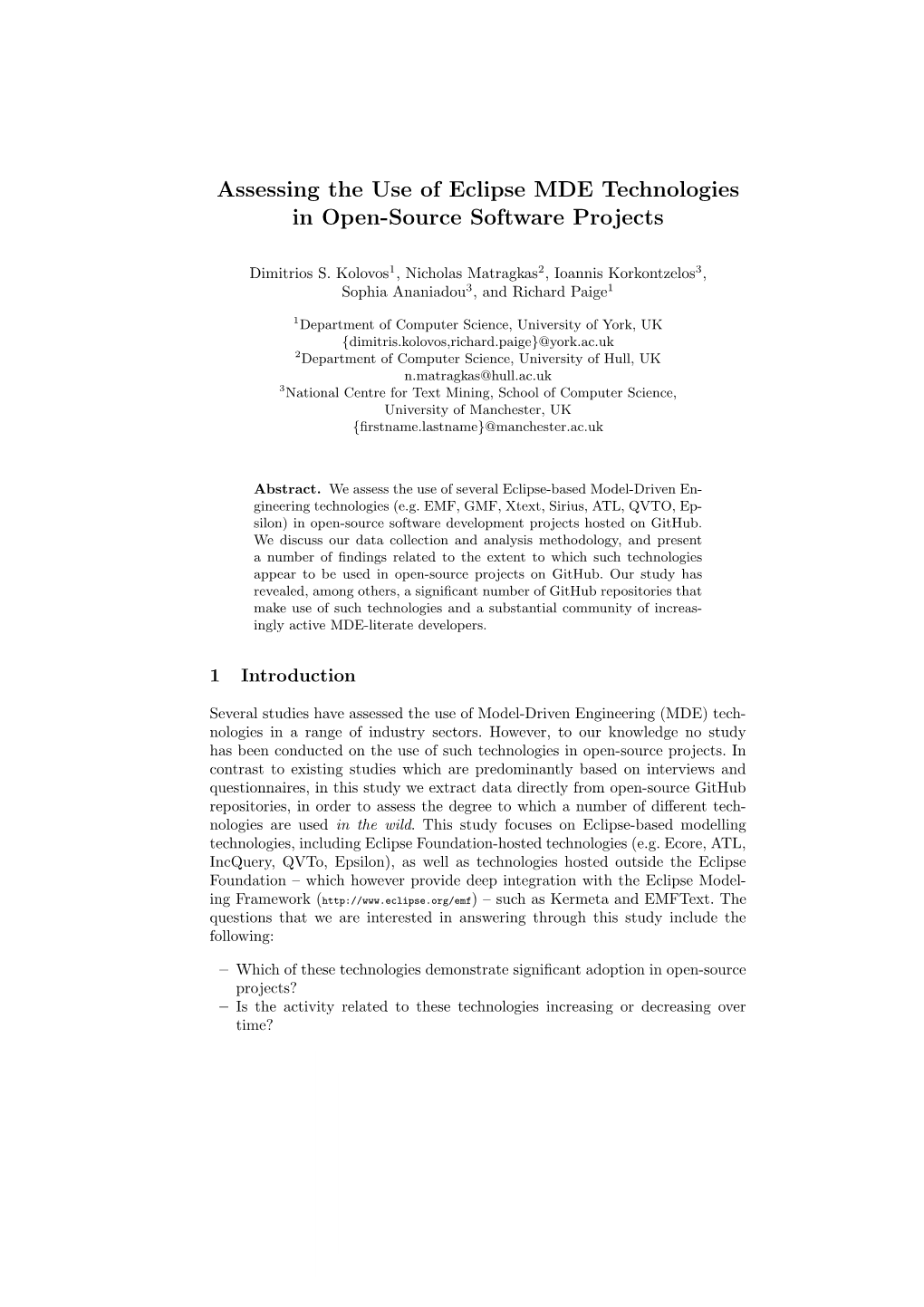 Assessing the Use of Eclipse MDE Technologies in Open-Source Software Projects