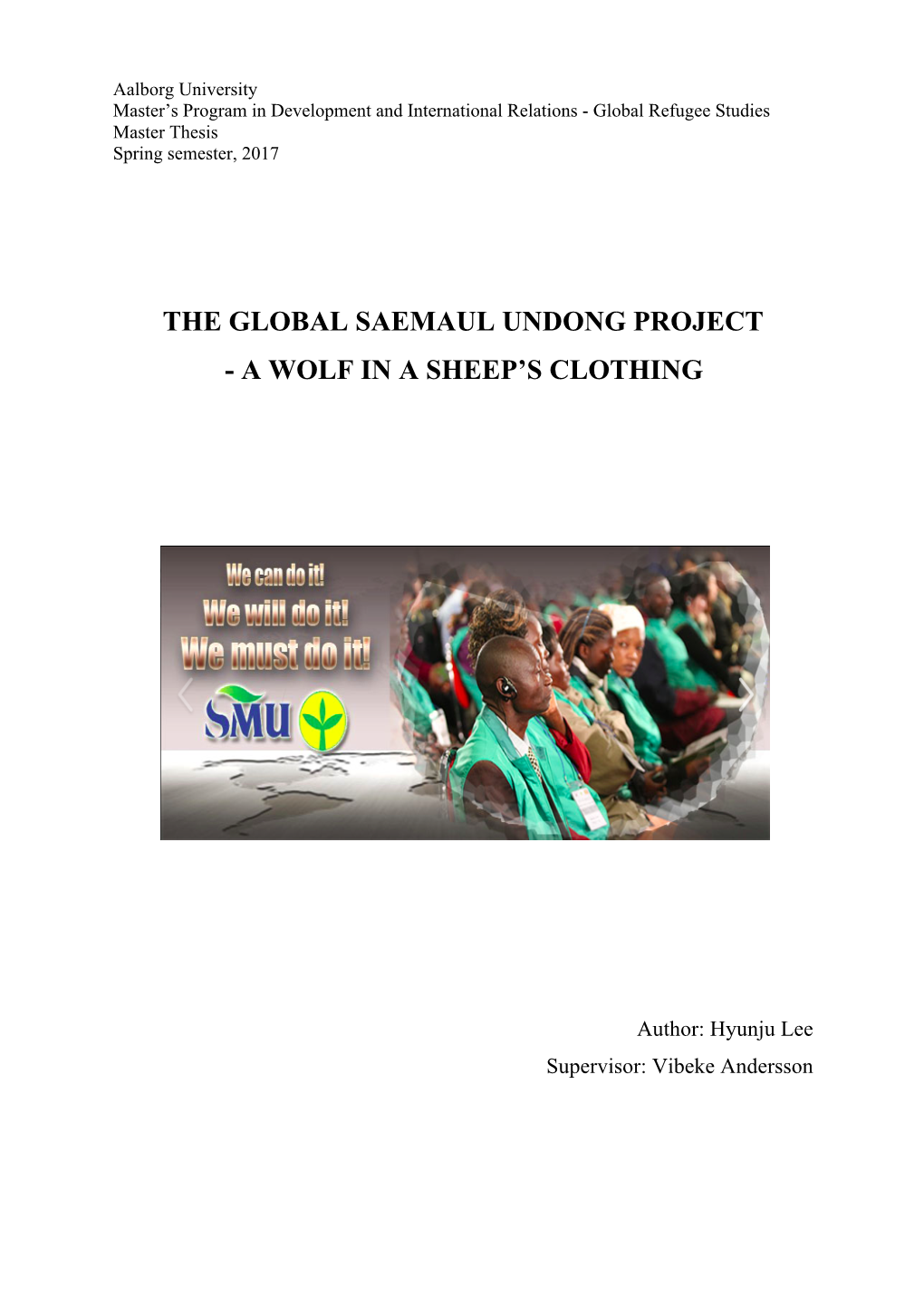 The Global Saemaul Undong Project - a Wolf in a Sheep’S Clothing