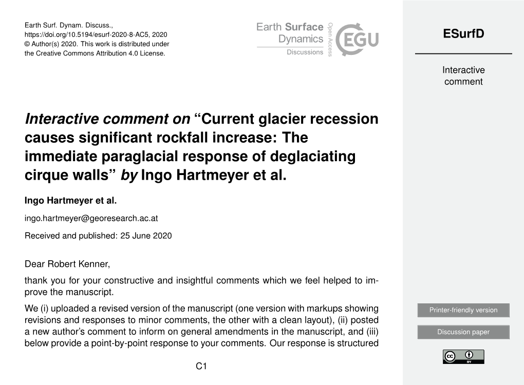 Current Glacier Recession Causes Significant Rockfall Increase: The