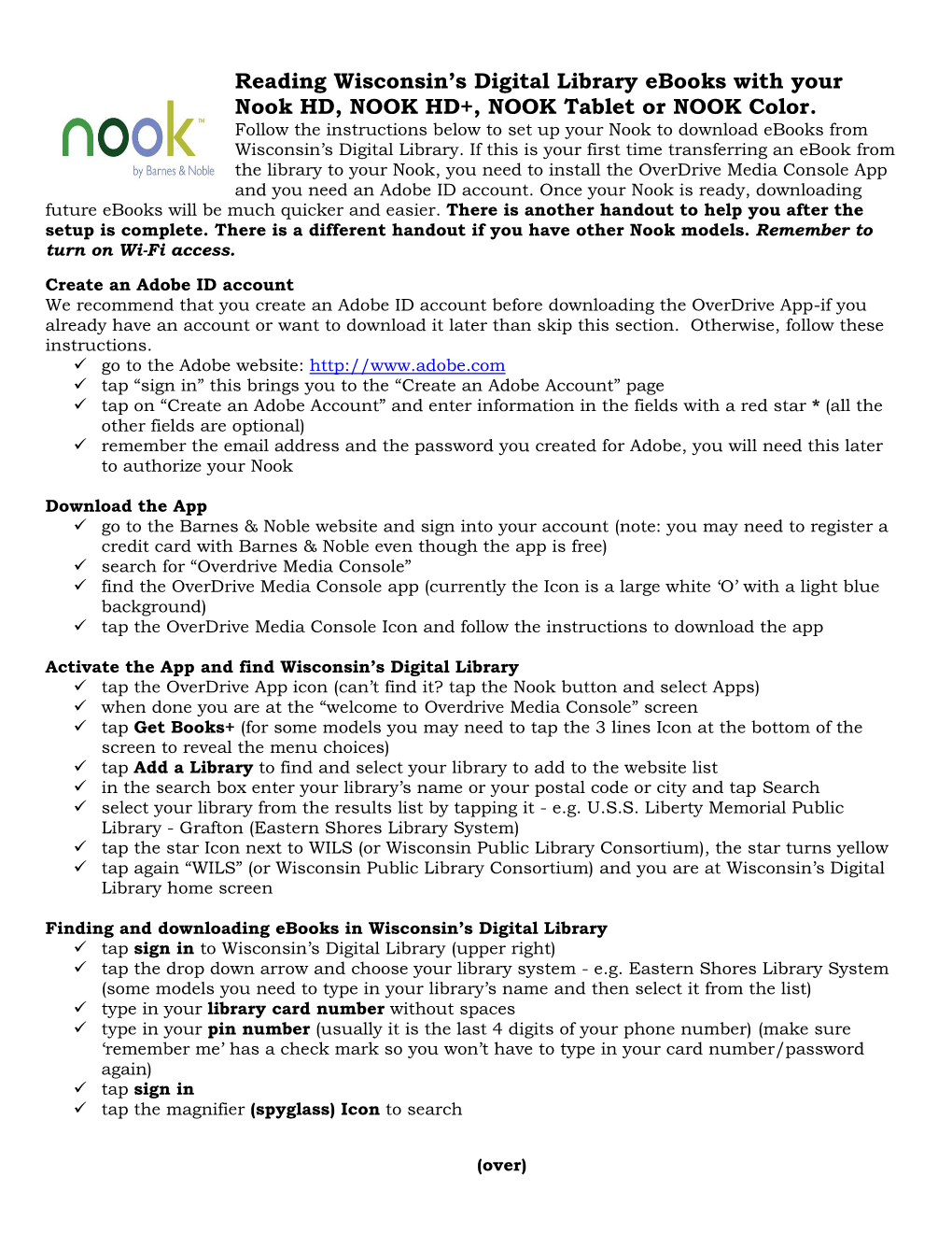 Reading Wisconsin's Digital Library Ebooks with Your Nook HD, NOOK