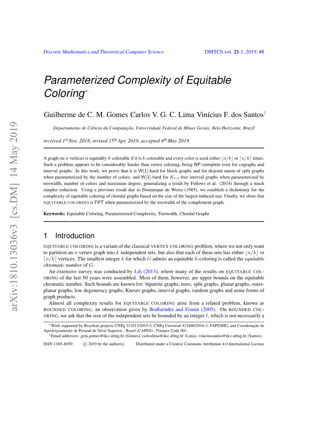 Parameterized Complexity of Equitable Coloring 3