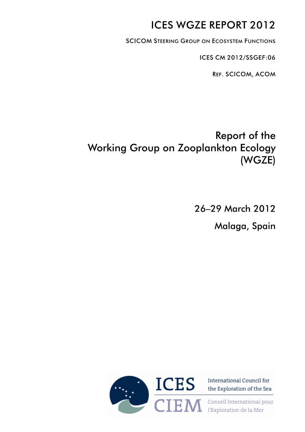 Report of the Working Group on Zooplankton Ecology (WGZE)