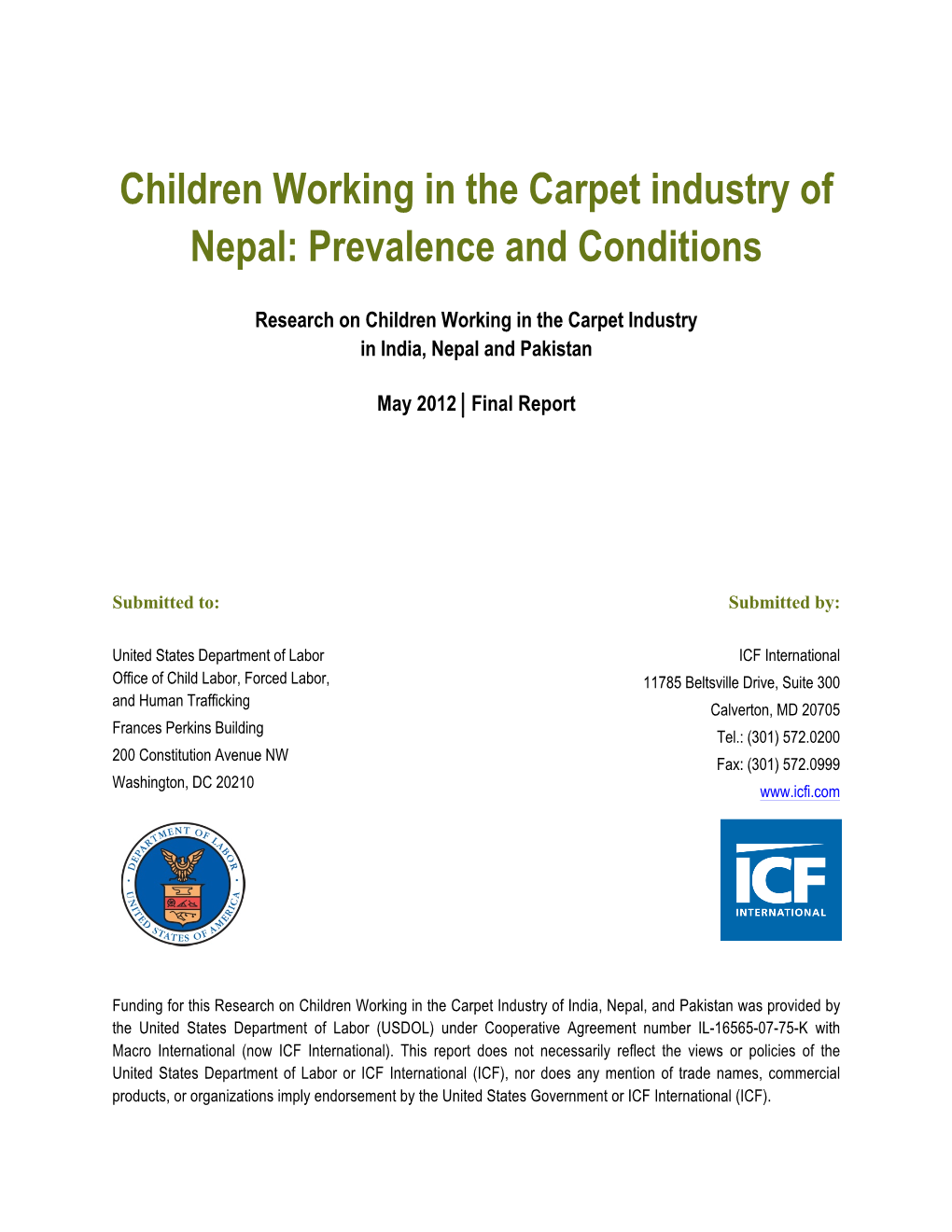 Children Working in the Carpet Industry of Nepal: Prevalence and Conditions