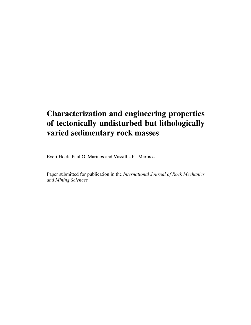 Characterization and Engineering Properties of Tectonically Undisturbed but Lithologically Varied Sedimentary Rock Masses