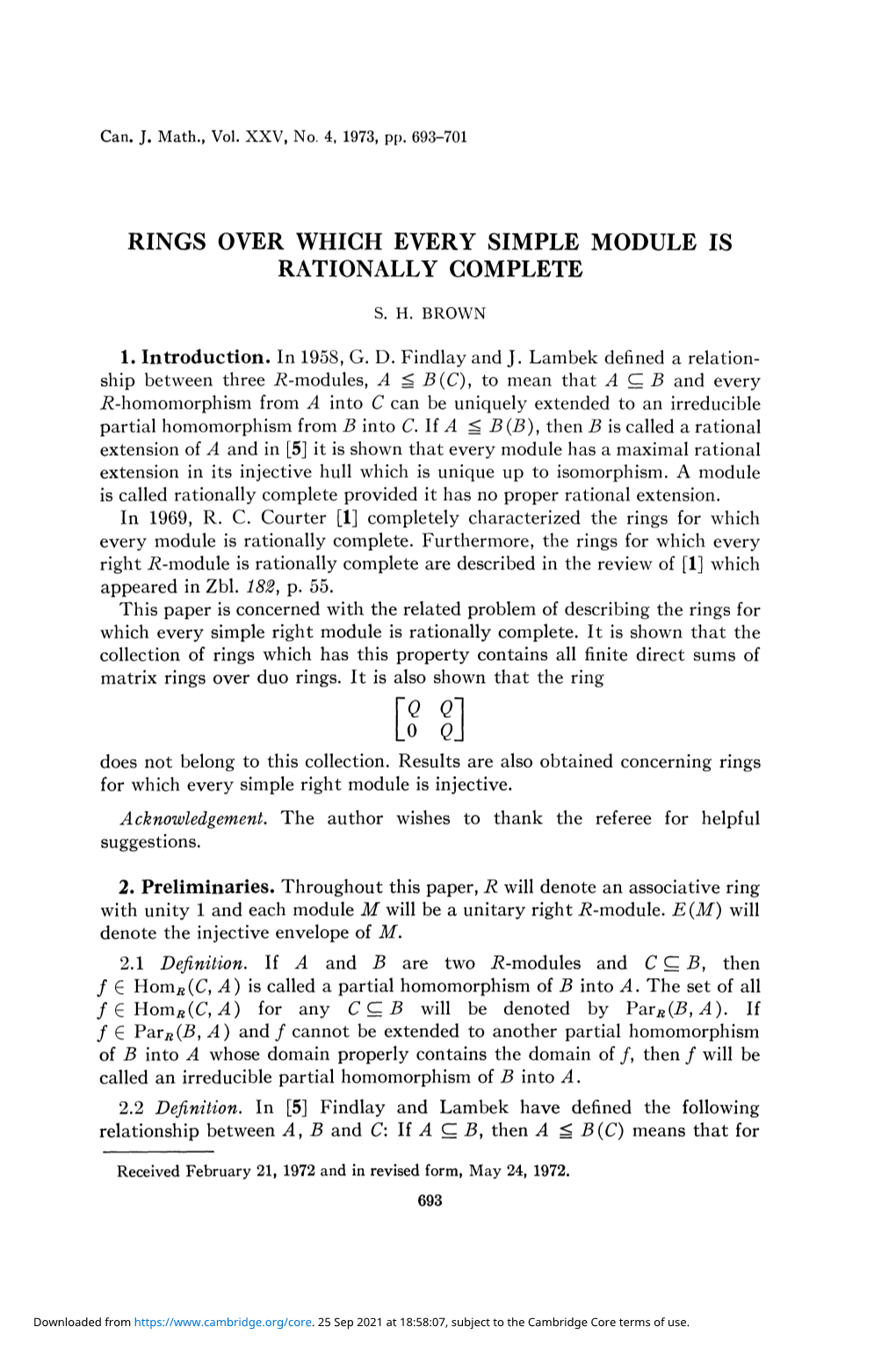 Rings Over Which Every Simple Module Is Rationally Complete