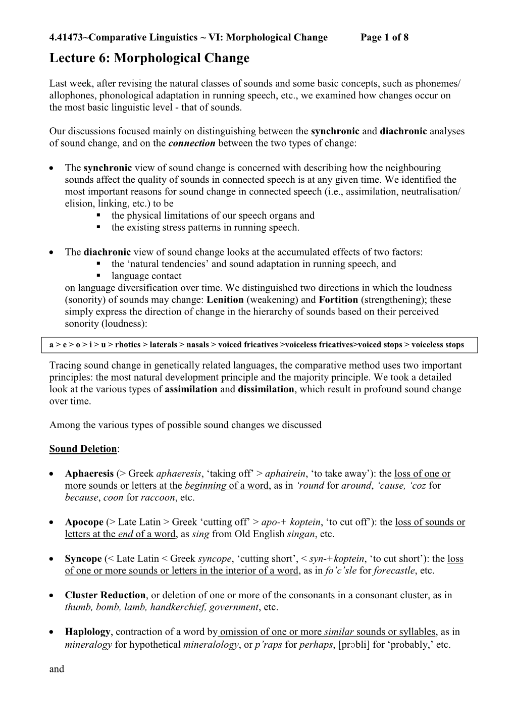 Morphological Change Page 1 of 8