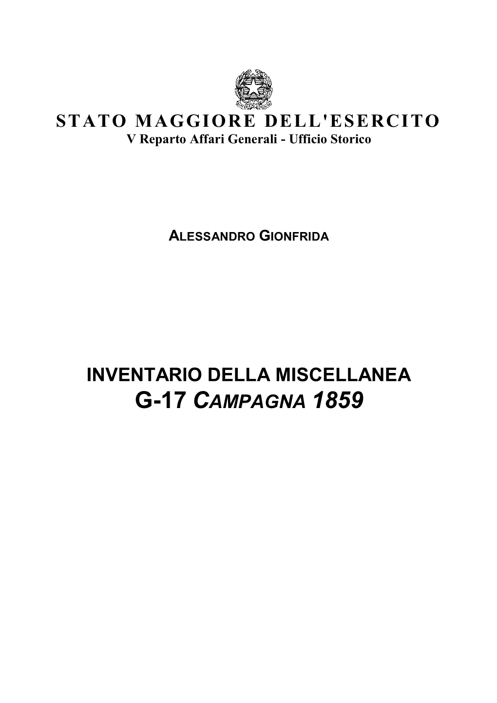 G-17 Inventario Della Miscellanea Campagna 1859