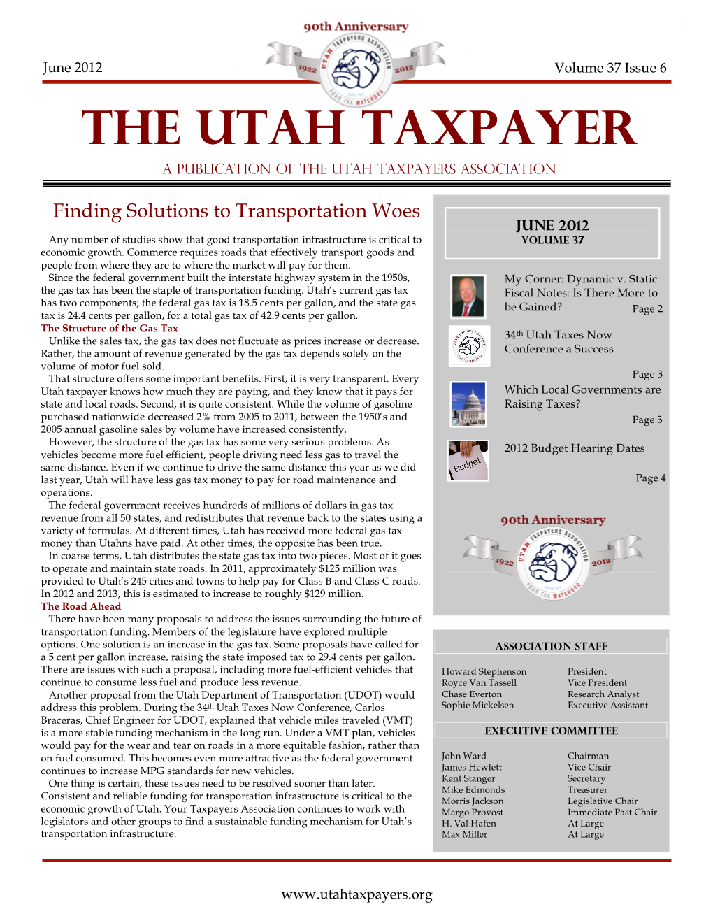 THE UTAH TAXPAYER a Publication of the Utah Taxpayers Association