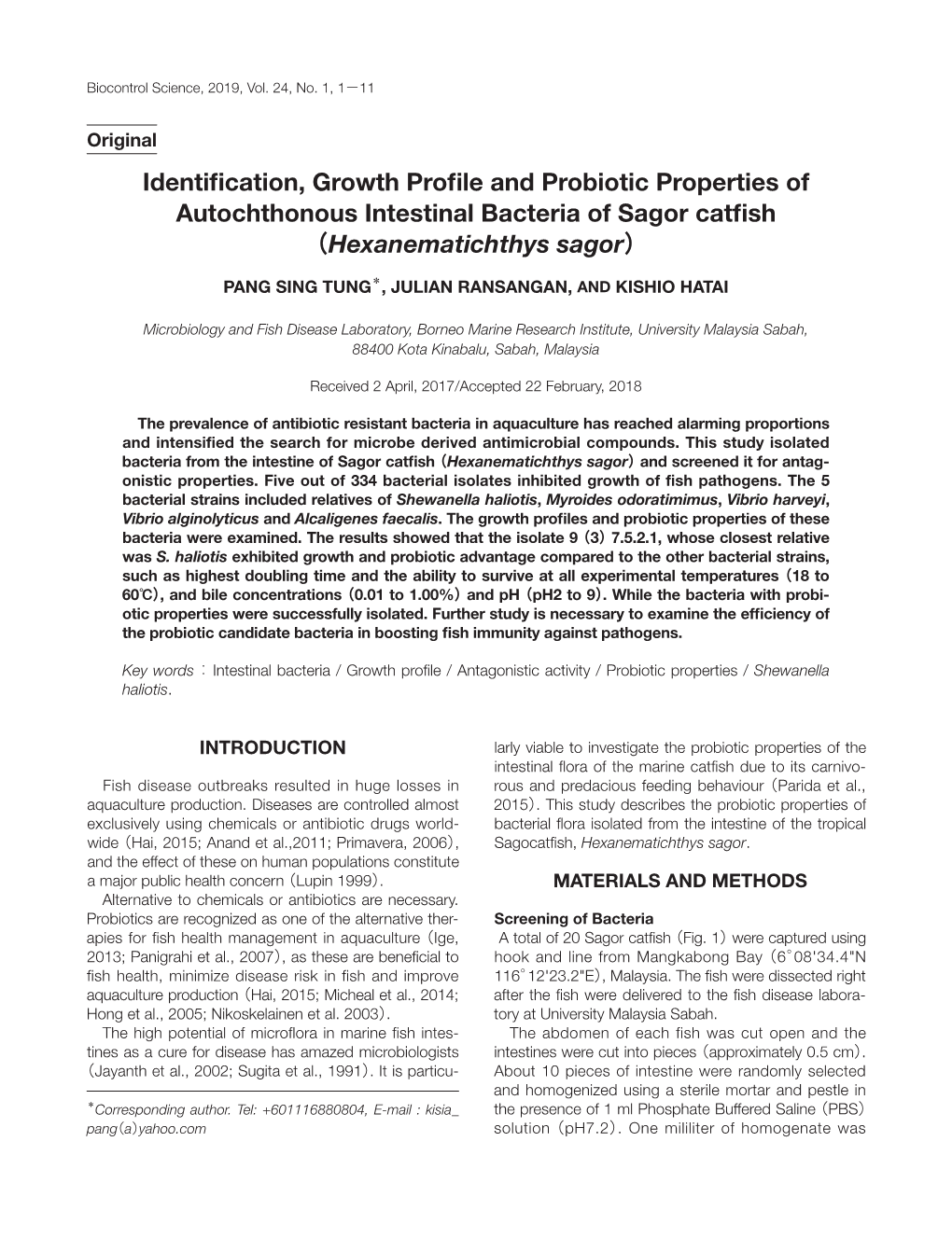 Identification, Growth Profile and Probiotic Properties Of