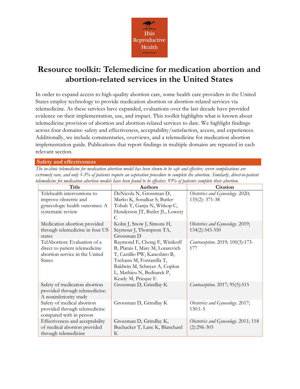 Resource Toolkit: Telemedicine for Medication Abortion and Abortion-Related Services in the United States
