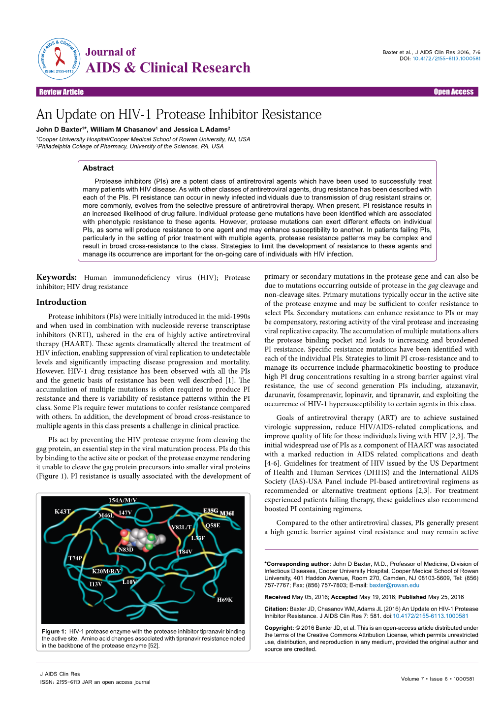 An Update on HIV-1 Protease Inhibitor Resistance