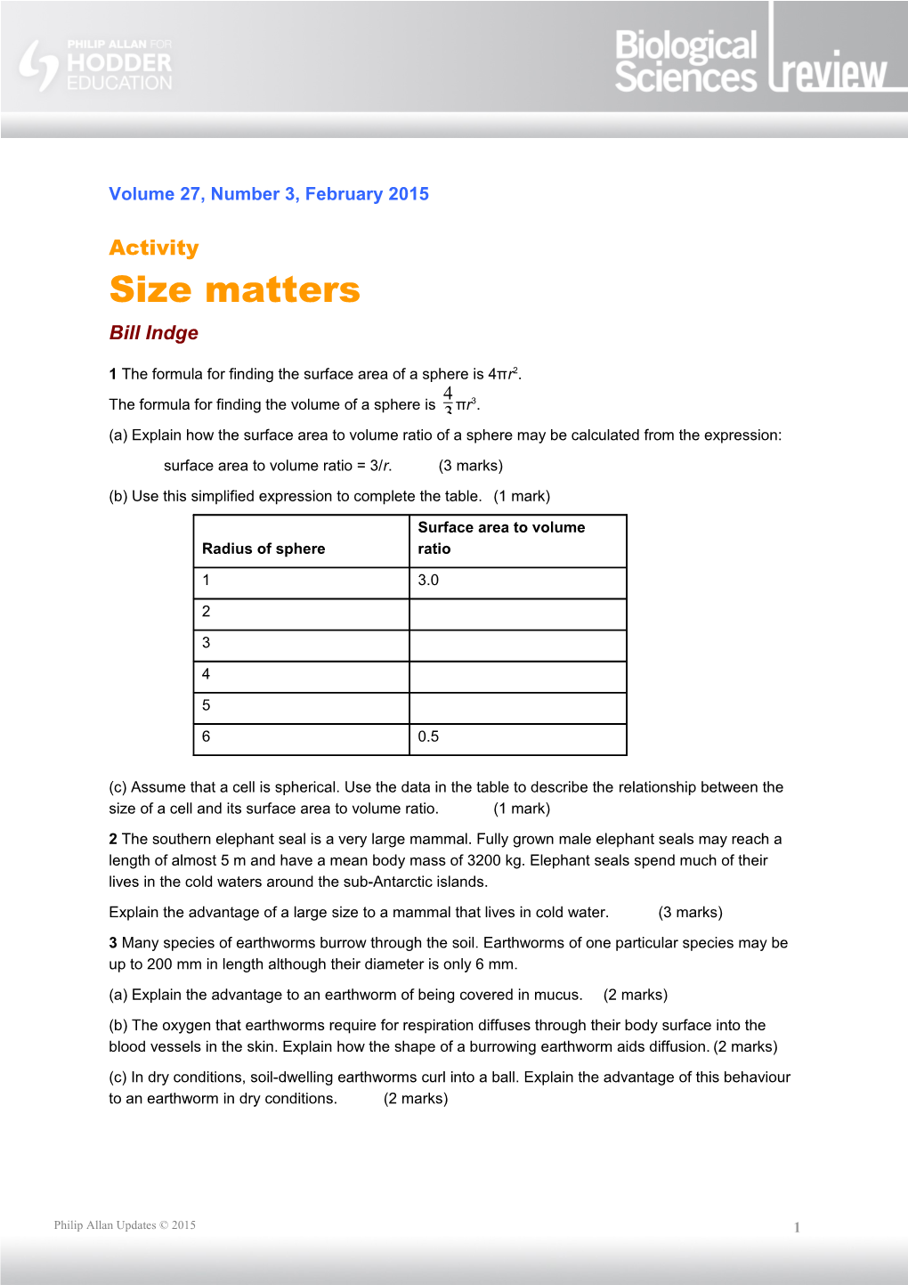 1 the Formula for Finding the Surface Area of a Sphere Is 4Πr2