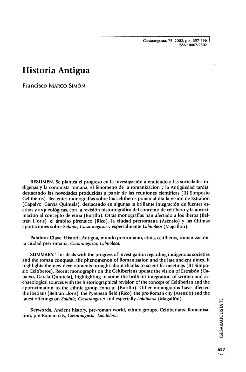 6. Historia Antigua, Por Francisco Marco Simón