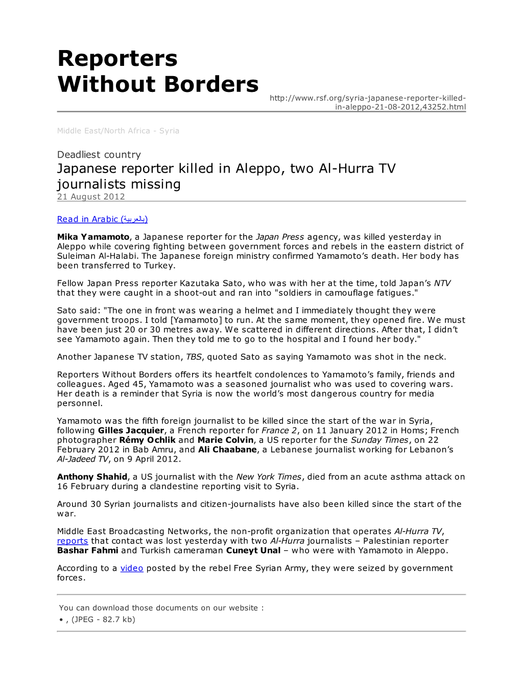 Reporters Without Borders In-Aleppo-21-08-2012,43252.Html