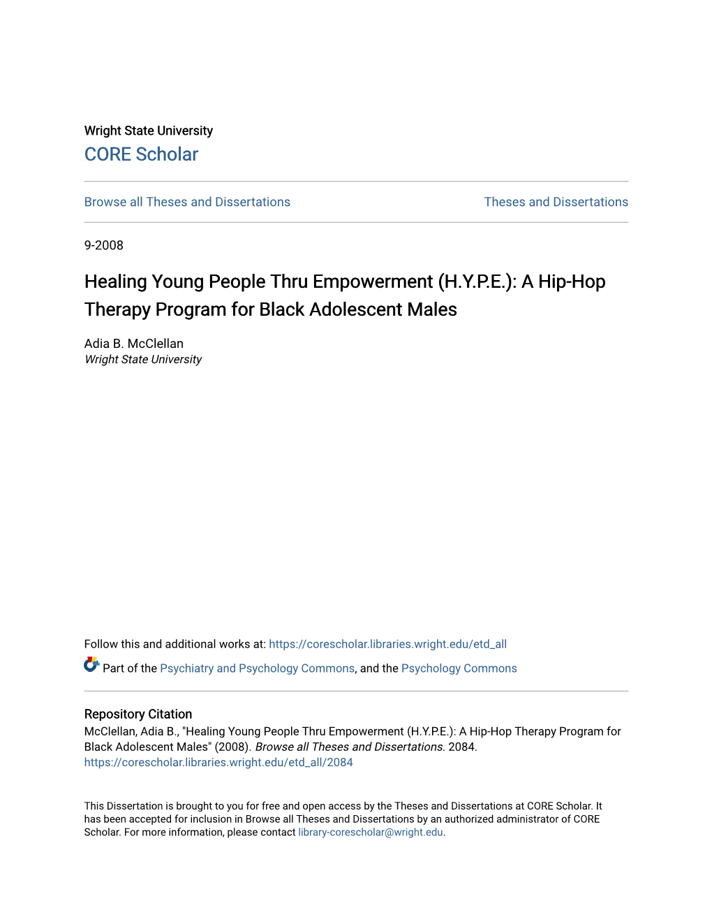 (HYPE): a Hip-Hop Therapy Program for Black Adolescent Males