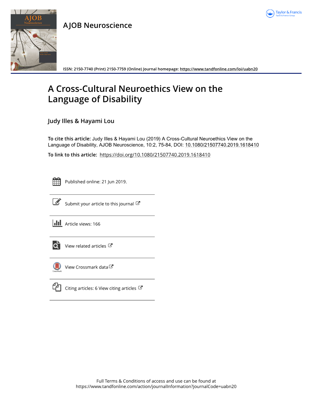 A Cross-Cultural Neuroethics View on the Language of Disability