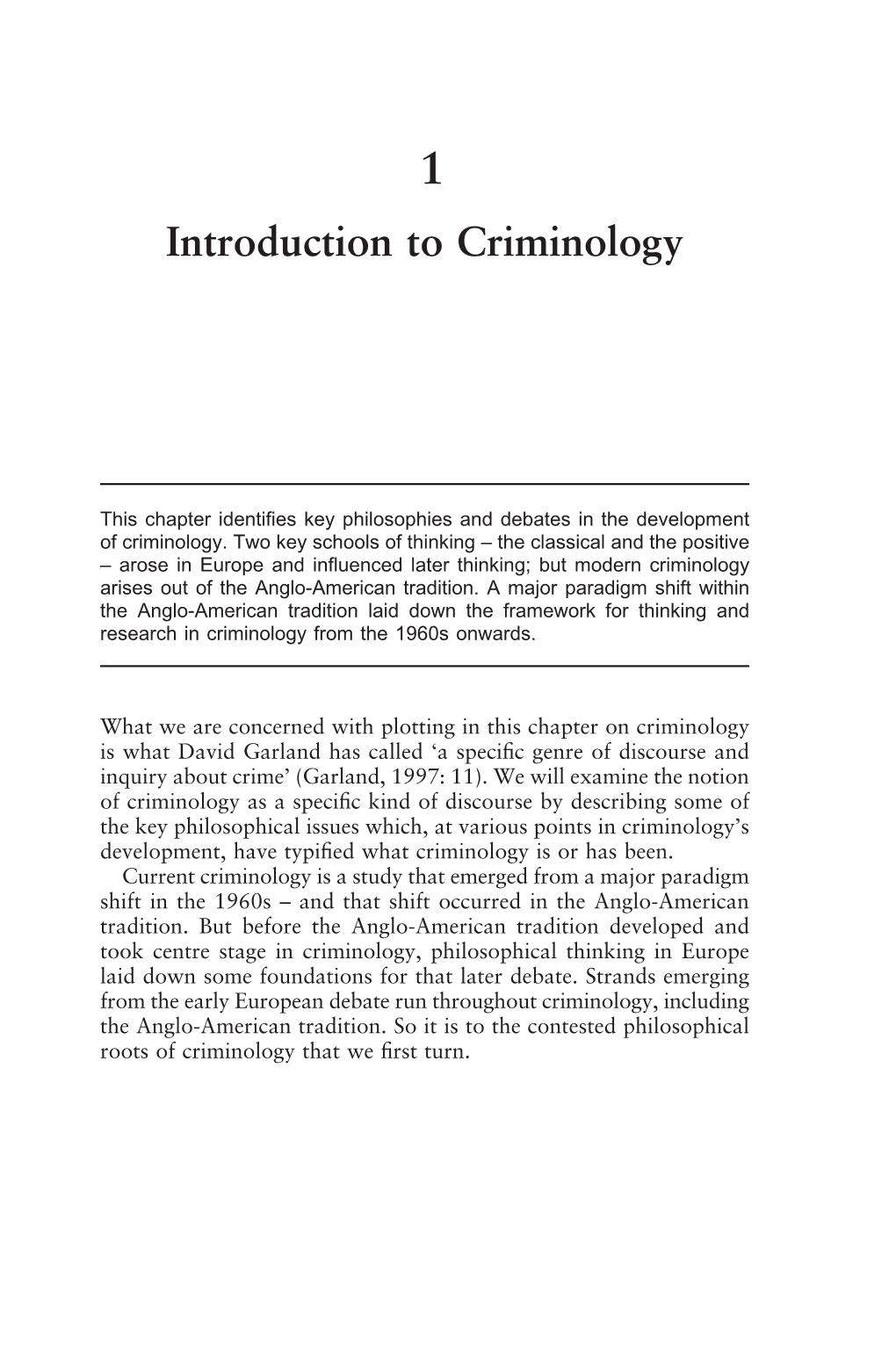 Introduction to Criminology 1 1 Introduction to Criminology