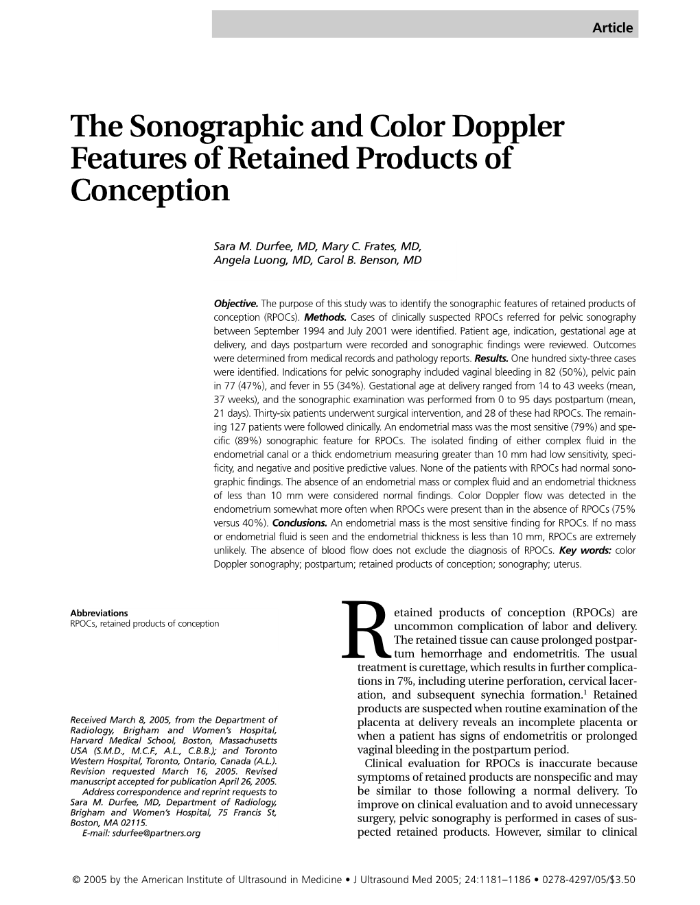 The Sonographic and Colo... Products of Conception