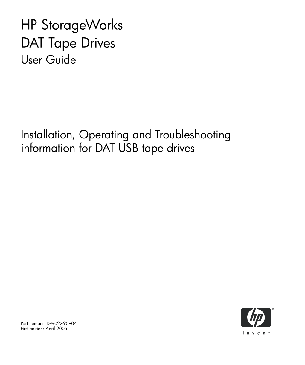 DAT USB Tape Drives User Guide April 2005